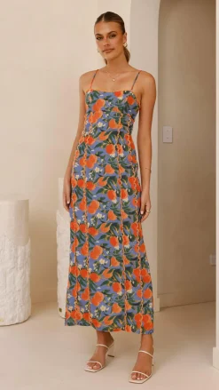 LILYWHYT Dresses|Midi^Carlia Midi Dress - Orange Print