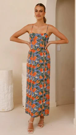 LILYWHYT Dresses|Midi^Carlia Midi Dress - Orange Print