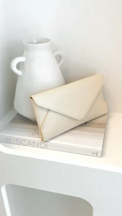 Adorne Bags|The Denim Edit^Carmen Envelope Cross Body Bag - Cream