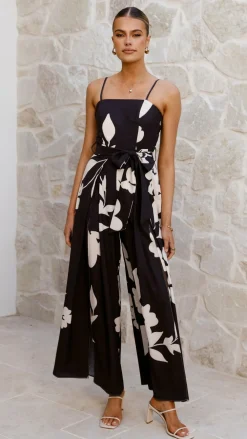 Style State Jumpsuits^Carson Front Split Strapless Jumpsuit - Black Floral