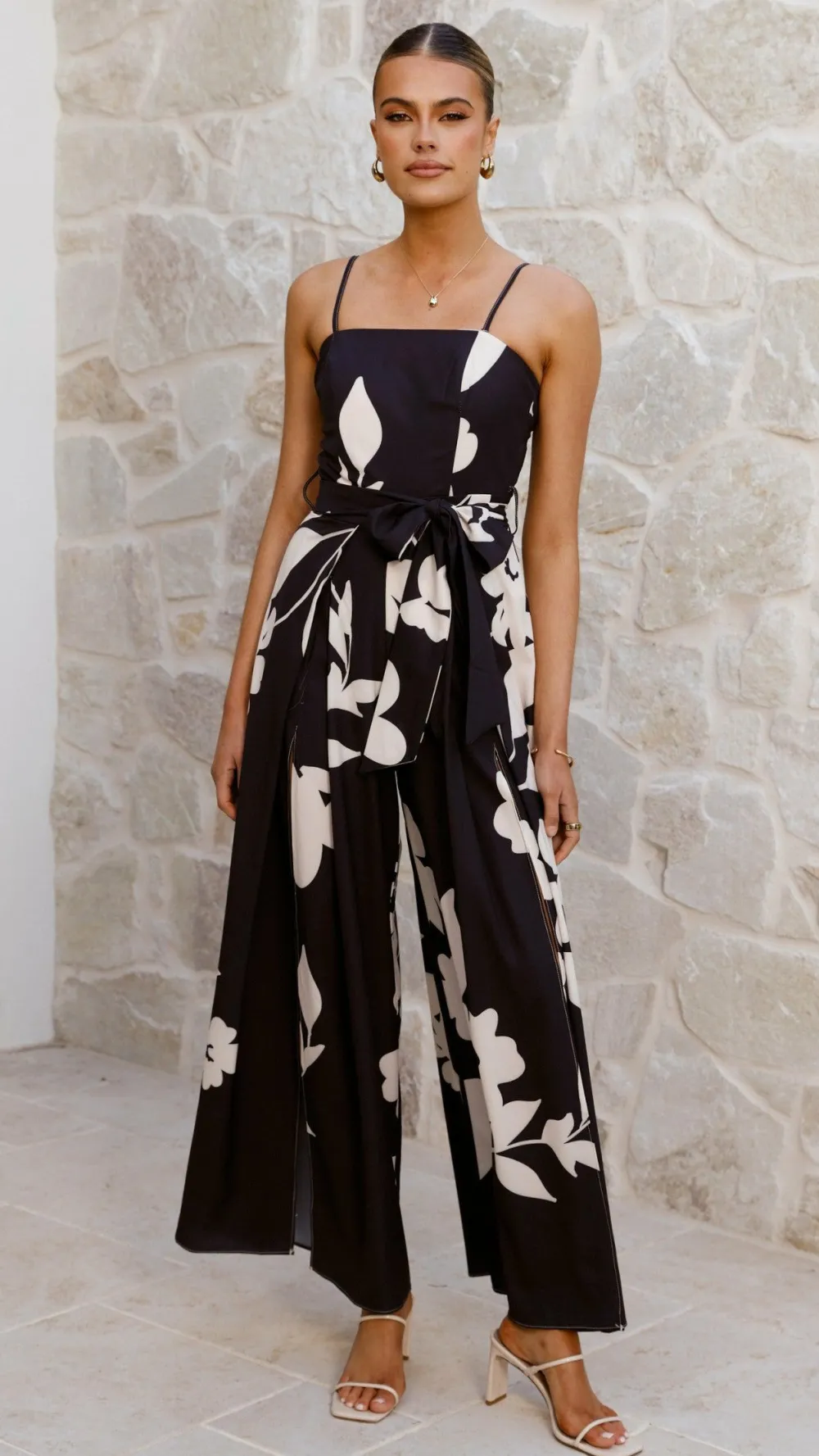 Style State Jumpsuits^Carson Front Split Strapless Jumpsuit - Black Floral