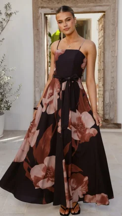 Style State Dresses|Maxi^Carson Maxi Dress - Black/Wine Floral
