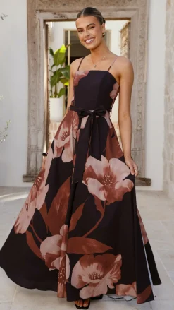Style State Dresses|Maxi^Carson Maxi Dress - Black/Wine Floral