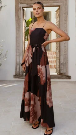 Style State Dresses|Maxi^Carson Maxi Dress - Black/Wine Floral
