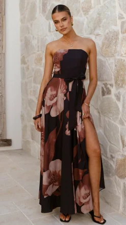 Style State Dresses|Maxi^Carson Maxi Dress - Black/Wine Floral