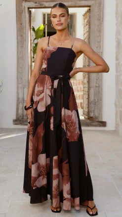 Style State Dresses|Maxi^Carson Maxi Dress - Black/Wine Floral