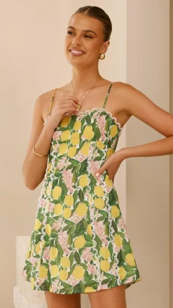 LILYWHYT Dresses|Mini^Cartia Mini Dress - Lemon Print
