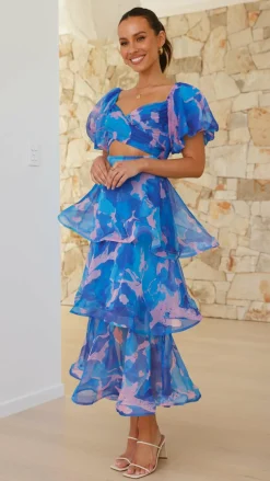 Main St Dresses|Maxi^Casey Maxi Dress - Blue / Pink Print