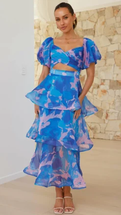 Main St Dresses|Maxi^Casey Maxi Dress - Blue / Pink Print