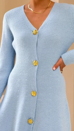 SASHA (BNE) Knit Dresses|Knitwear^Catarina Long Sleeve Mini Dress - Blue