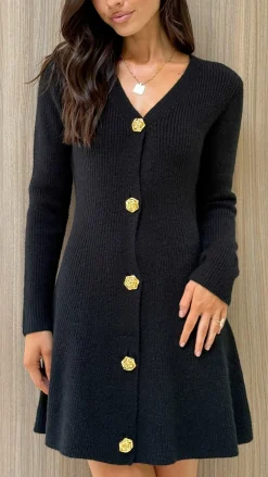 SASHA (BNE) Knit Dresses|Knitwear^Catarina Long Sleeve Mini Dress - Black