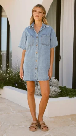By Frankie Denim Dress Edit|The Denim Edit^Chaney Button Up Mini Dress - Medium Denim