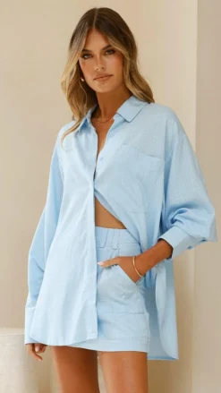 YH AND CO Sets|Tops^Charla Button Up Top - Blue