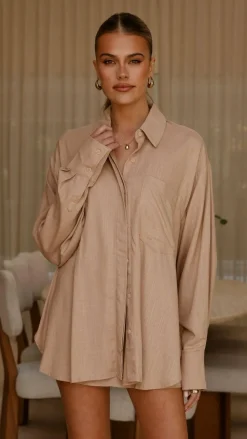 YH AND CO Sets|Tops^Charla Button Up Top - Mocha