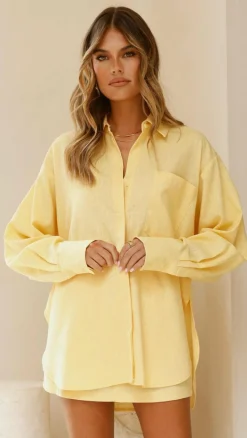 YH AND CO Sets|Tops^Charla Button Up Top - Yellow