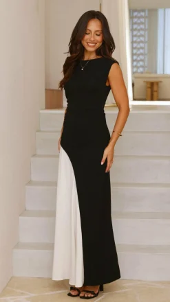 Main St Dresses|Polo^Charlotte Contrast Midi Dress - Black/White