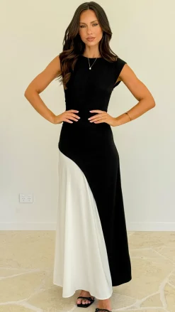Main St Dresses|Polo^Charlotte Contrast Midi Dress - Black/White