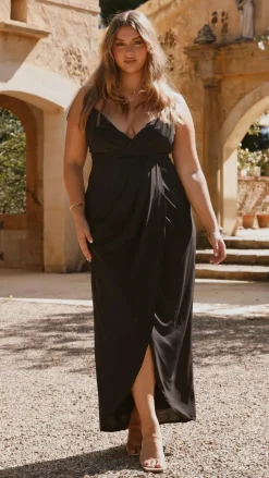 LILYWHYT Mi Amore|Dresses^Charlotte Draped Maxi Dress -Black