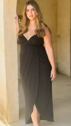 LILYWHYT Mi Amore|Dresses^Charlotte Draped Maxi Dress -Black