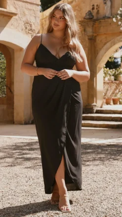 LILYWHYT Mi Amore|Dresses^Charlotte Draped Maxi Dress -Black