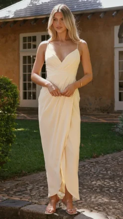 LILYWHYT Mi Amore|Dresses^Charlotte Draped Maxi Dress - Yellow