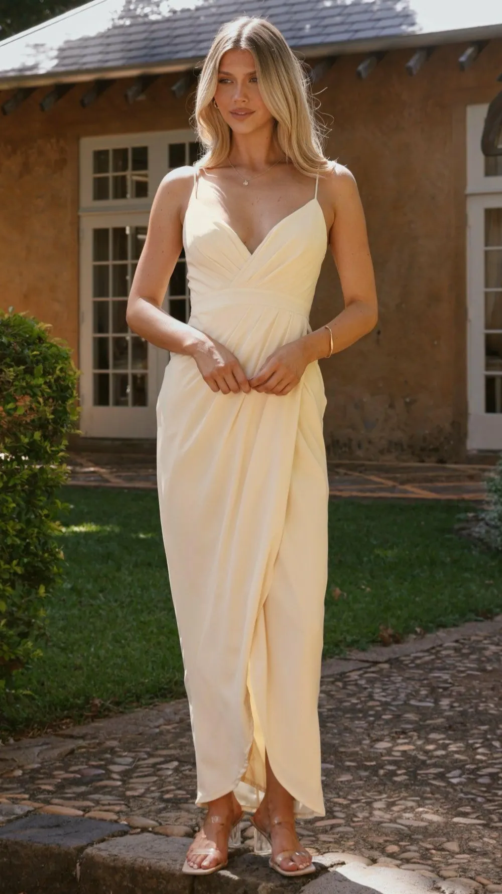 LILYWHYT Mi Amore|Dresses^Charlotte Draped Maxi Dress - Yellow