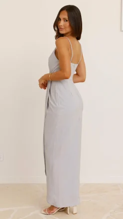 LILYWHYT Sale Evening|Sale Dresses^Charlotte Draped Maxi Dress - Silver