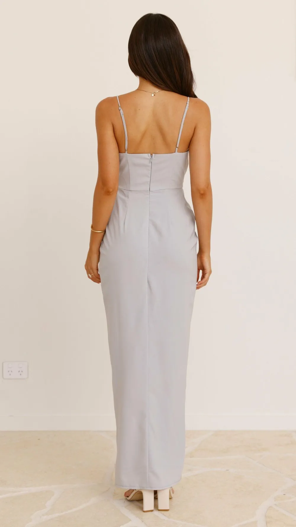 LILYWHYT Sale Evening|Sale Dresses^Charlotte Draped Maxi Dress - Silver