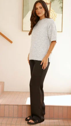 Fashion Allied Knit Tops|Knitwear^Chelsea Knit Tee - Grey