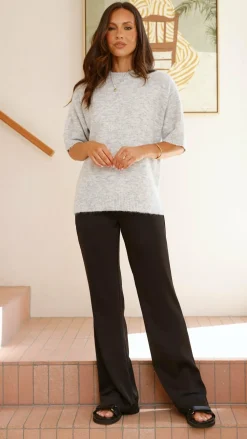 Fashion Allied Knit Tops|Knitwear^Chelsea Knit Tee - Grey