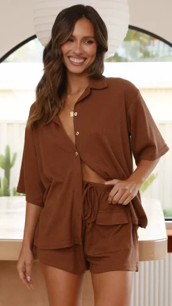 By Frankie Sets|Bottoms^Chloe Top and Shorts Set - Brown