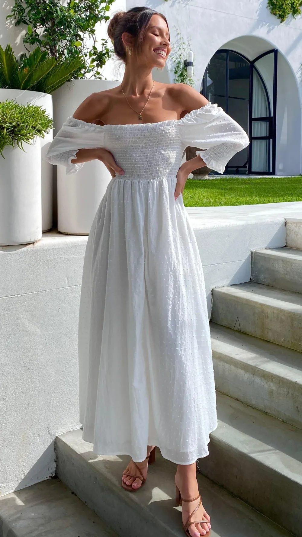 Pink Diamond Dresses|Midi^Cierra Midi Dress - White