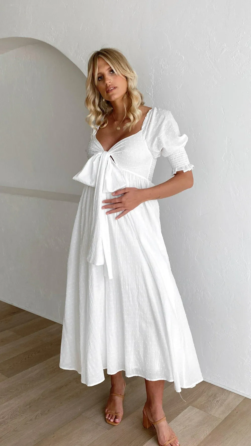 Pink Diamond Dresses|Midi^Cierra Midi Dress - White
