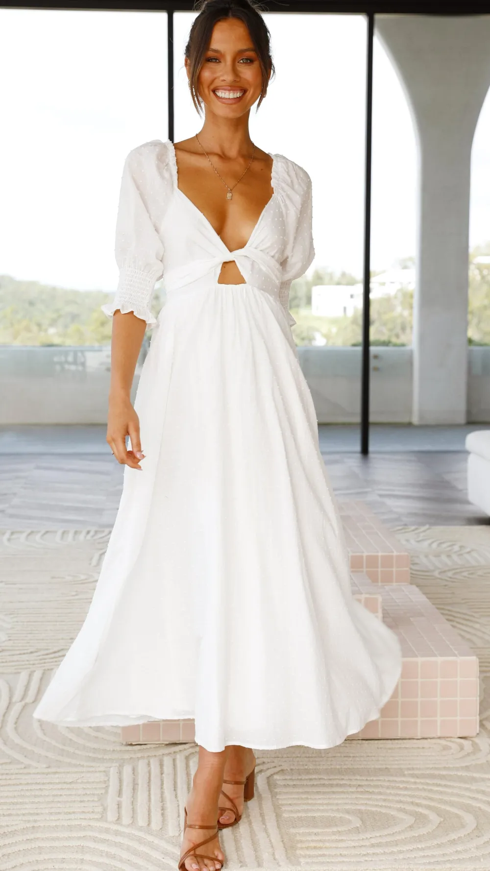 Pink Diamond Dresses|Midi^Cierra Midi Dress - White