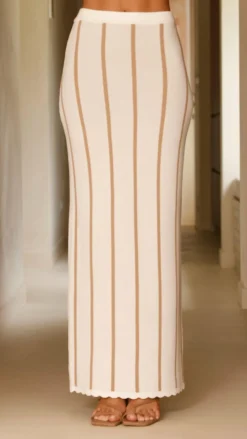 LILYWHYT Sets|Bottoms^Cindy Maxi Skirt - White/Beige
