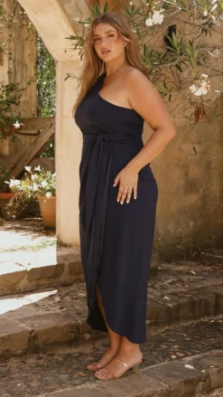 LILYWHYT Mi Amore|Dresses^Clara One Shoulder Maxi Dress - Navy