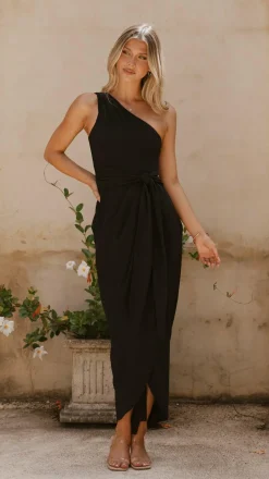 LILYWHYT Mi Amore|Dresses^Clara One Shoulder Maxi Dress - Black