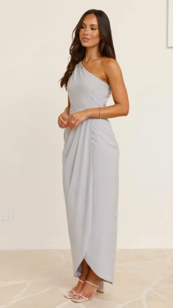 LILYWHYT Sale Evening|Sale Dresses^Clara One Shoulder Maxi Dress - Silver