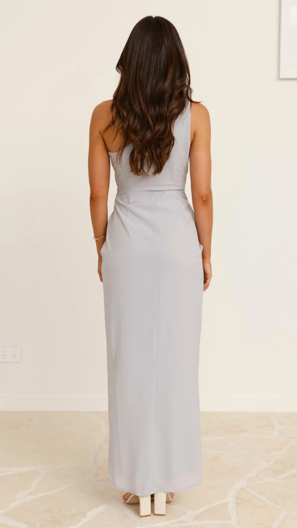 LILYWHYT Sale Evening|Sale Dresses^Clara One Shoulder Maxi Dress - Silver