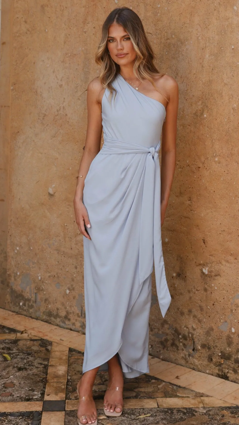 LILYWHYT Mi Amore|Dresses^Clara One Shoulder Maxi Dress - Blue