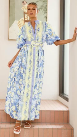 Bubblegum Dresses|Maxi^Claudelle Maxi Dress - Blue/Yellow