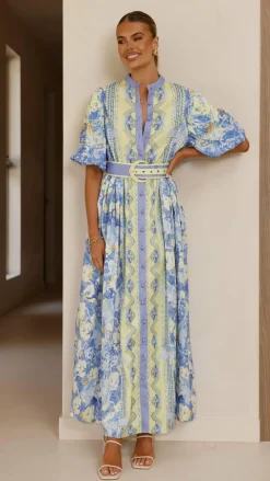 Bubblegum Dresses|Maxi^Claudelle Maxi Dress - Blue/Yellow
