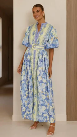 Bubblegum Dresses|Maxi^Claudelle Maxi Dress - Blue/Yellow
