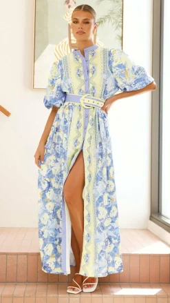 Bubblegum Dresses|Maxi^Claudelle Maxi Dress - Blue/Yellow