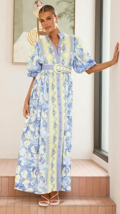Bubblegum Dresses|Maxi^Claudelle Maxi Dress - Blue/Yellow