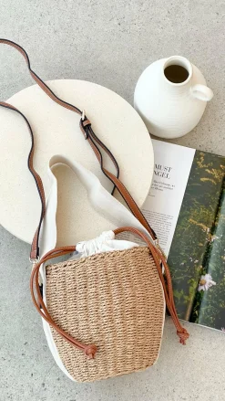 Adorne Bags^Cleo Woven Bucket Handbag - Natural / Tan