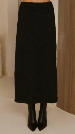 Burans Knitwear|Knitwear^Cohen Knit Midi Skirt - Black