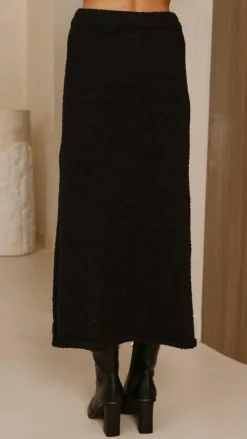 Burans Knitwear|Knitwear^Cohen Knit Midi Skirt - Black