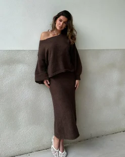 Burans Sets|Bottoms^Cohen Knit Midi Skirt - Chocolate