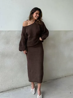 Burans Sets|Bottoms^Cohen Knit Midi Skirt - Chocolate